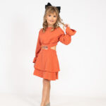 Cut-Out Φόρεμα Μακρυμάνικο Τύπου Μοντάλ Με Βολάν - Minimo